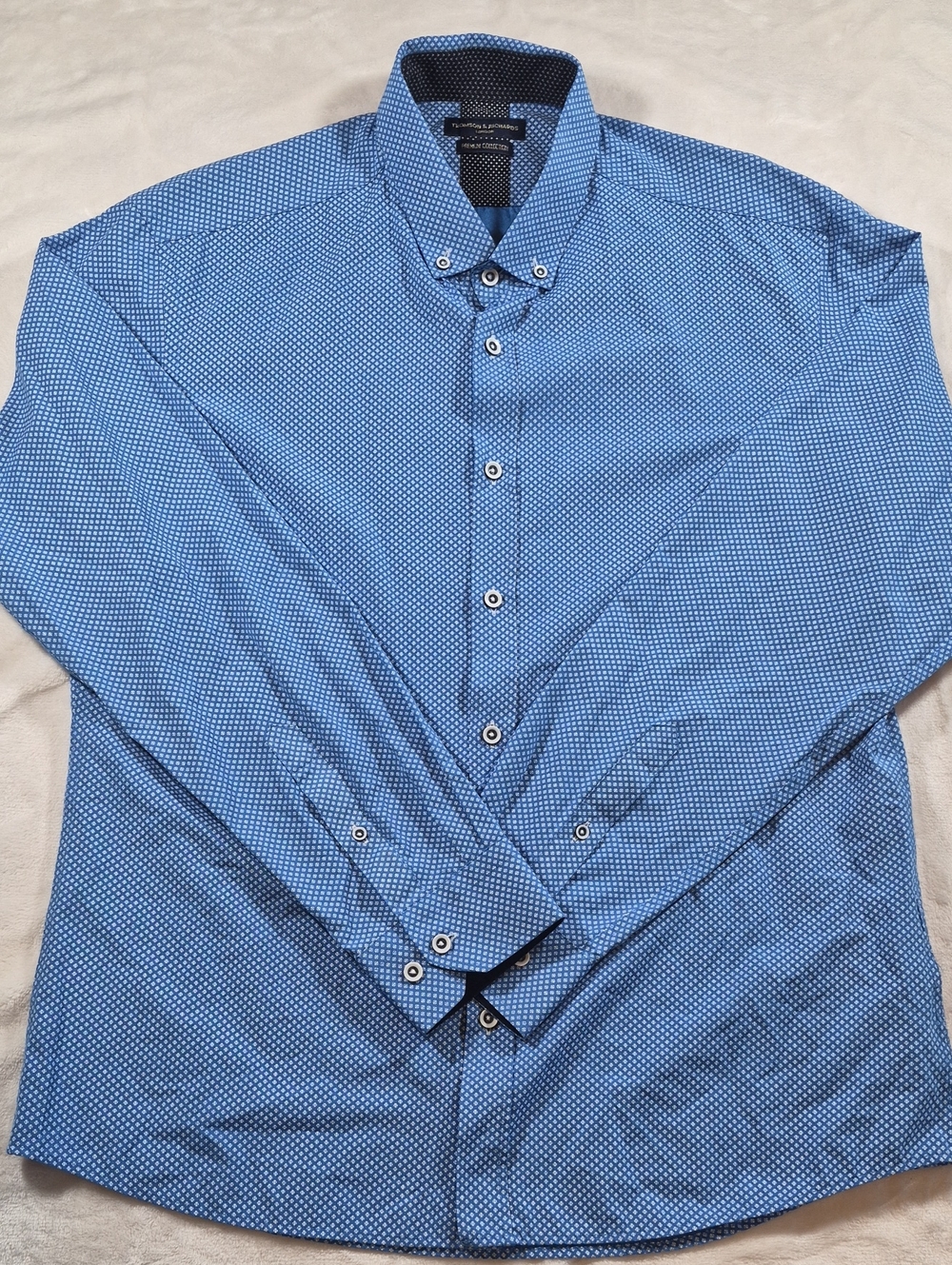 Classic Blue Micro-Pattern Dress Shirt